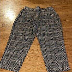 LOFT Black and White Plaid Dress Pants